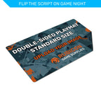 Custom printed double sided playmat standard size angled perspective view