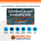 Custom printed TCG playmat 24" x 14" 3 mm neoprene material specifications