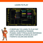 Cyberpunk TCG learn to play mat keywords phases guide