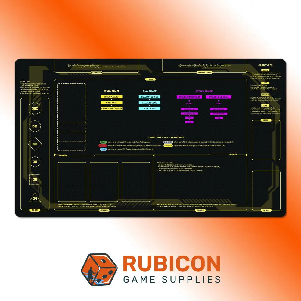 Cyberpunk TCG (New Player) - 24’’ x 14’’ / Black Stitched / Cyber Black - Playmat