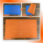 Double-sided playmat flipping from the blue side to the orange side