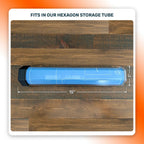 Rolled playmat inside the Hexagon Playmat Tube, 15 by 3 inches
