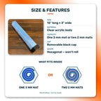 Hexagonal playmat storage tube 15" x 3" features specs