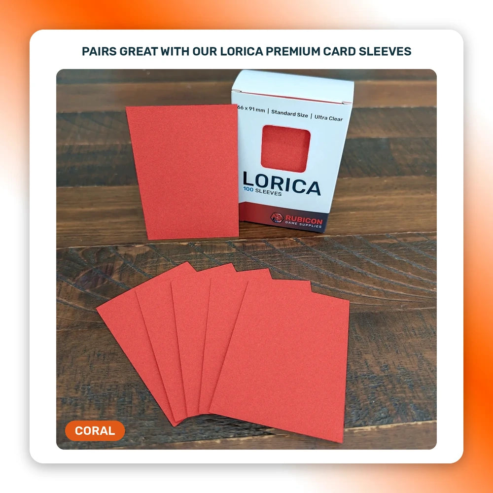 Lorica Premium Card Sleeves in Coral, 100 pack, standard size, pairs with this playmat