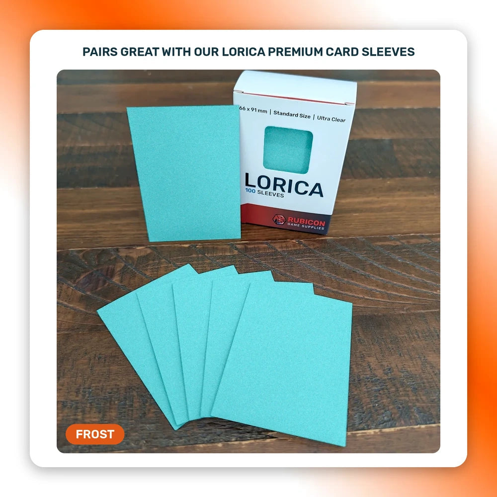 Lorica Premium Card Sleeves in Frost, 100 pack, standard size, pairs with this playmat