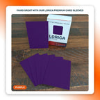 Lorica Premium Card Sleeves in Purple, 100 pack, standard size, pairs with this playmat