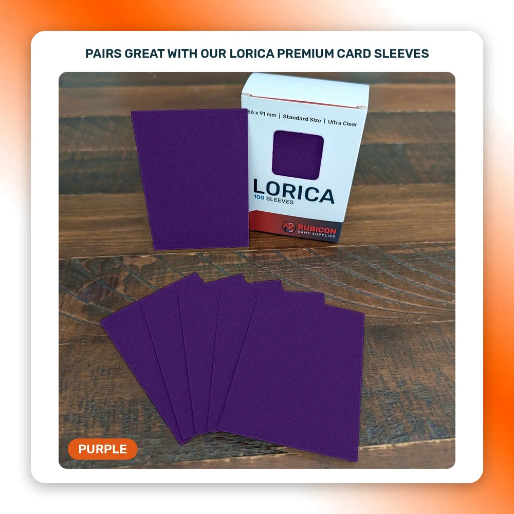 Lorica Premium Card Sleeves in Purple, 100 pack, standard size, pairs with this playmat