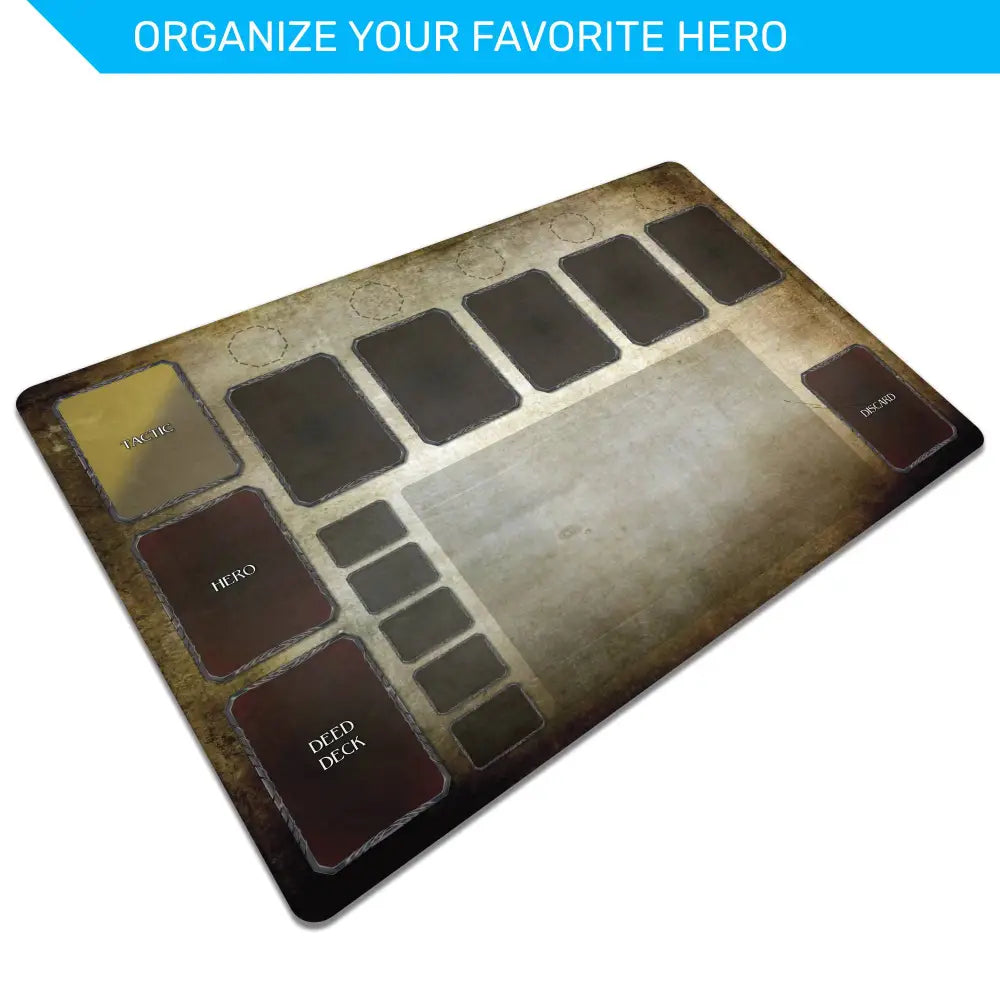 Card mat with card slots and labels on a white background