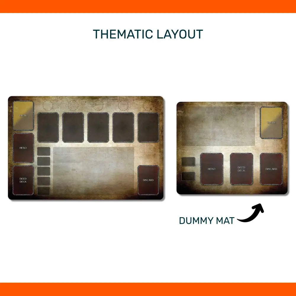 Two themed mats with a 'dummy mat' label on a white background.