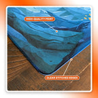 Close-up of a mat corner showing the high-quality print and clear stitched edges