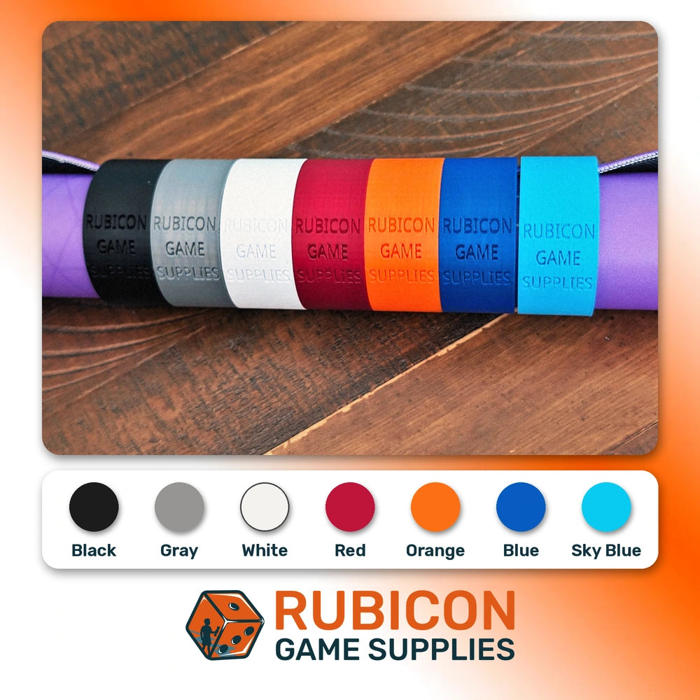 Playmat storage rings on rolled playmat colors