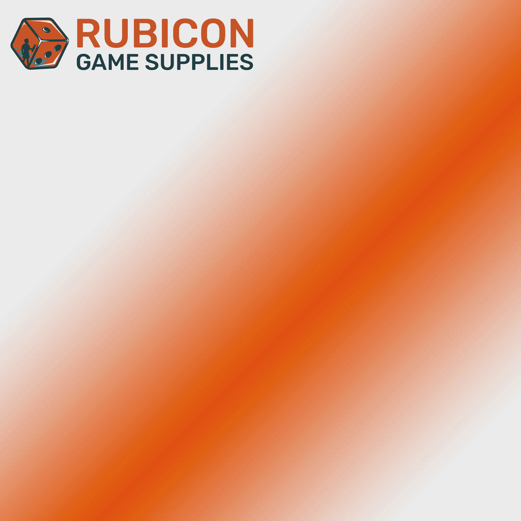 Rubicon Game Supplies playmat video: a blank white 3 mm playmat rolled out, showing the stitched edge and material specifications