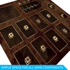 Close-up of the Resident Evil playmat's inventory card slots