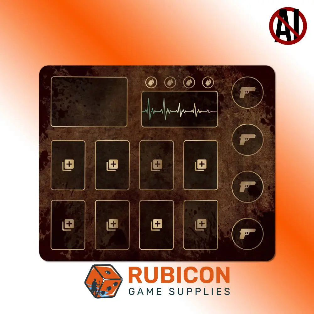 Game control panel design with Rubicon Game Supplies logo on an orange gradient background