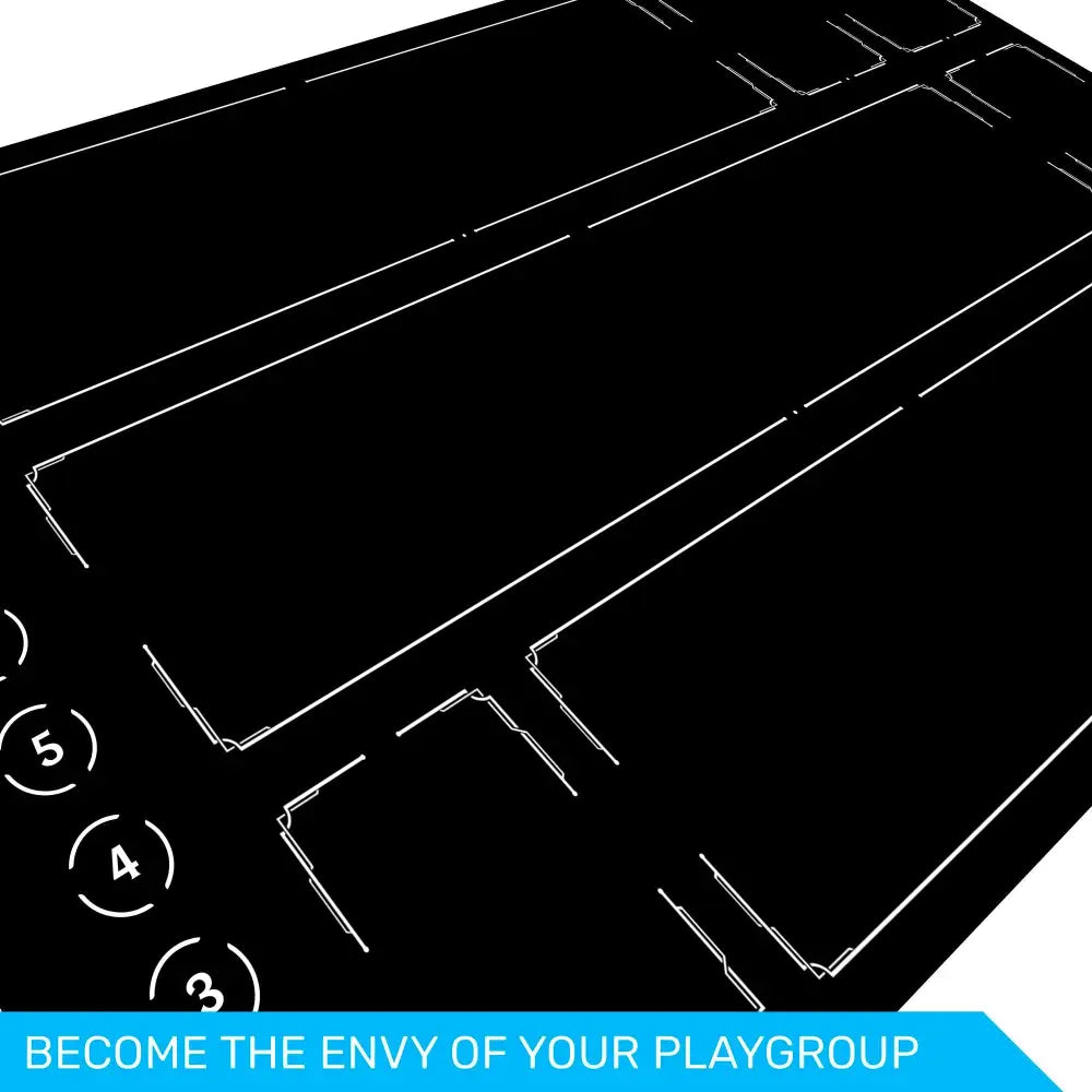 Black playground equipment with white outlines on a white background, featuring text at the bottom.
