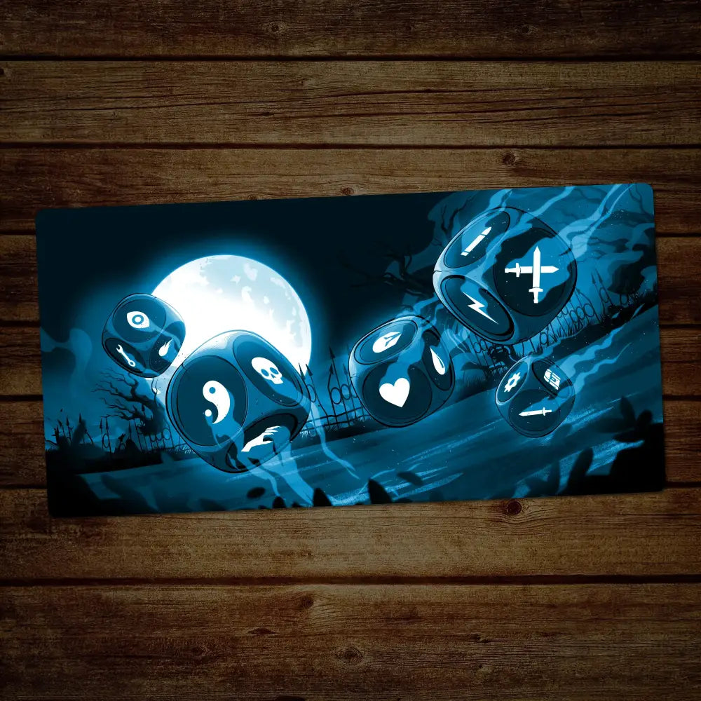 Sasha Figarella - Clear Stitched / Tossing Dice Blue / Extended 28’’ x 14’’ - Playmat