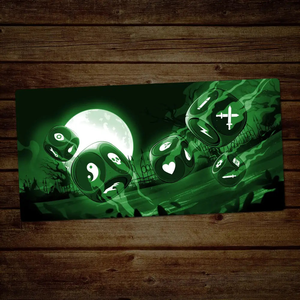 Sasha Figarella - Clear Stitched / Tossing Dice Green / Extended 28’’ x 14’’ - Playmat
