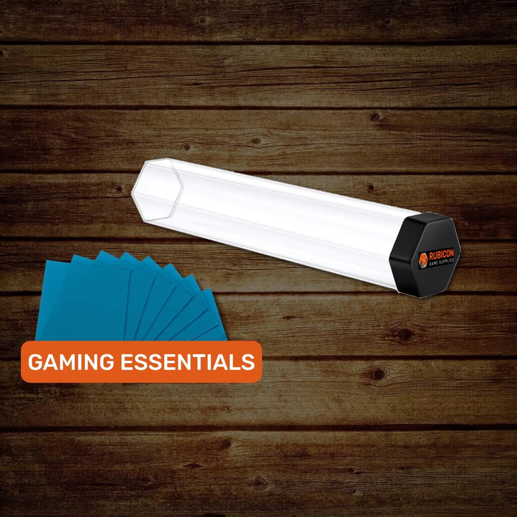 White translucent hexagonal led light tube with black end cap featuring the rubicon game supplies logo.
